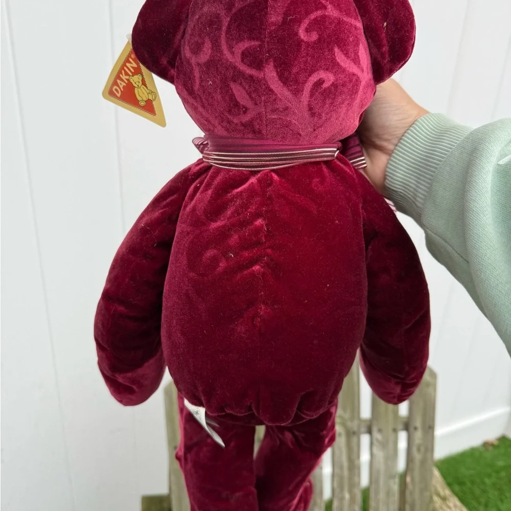 Dakin Stuffed Plush Red Embossed Velvet Velour Teddy Bear Swirl Heart‎ NWT H